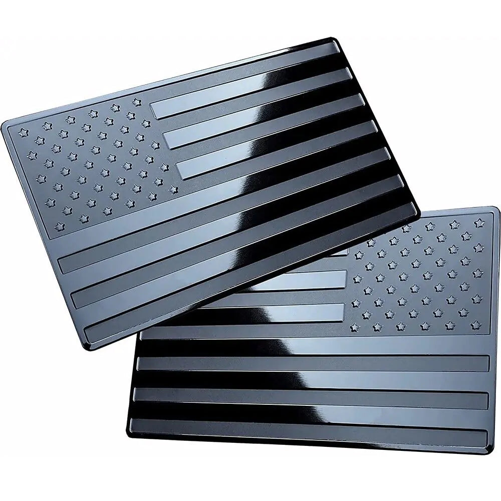 2PCS Metal USA Flag Sticker American Car Truck Decal Emblem Black by Anti Spier