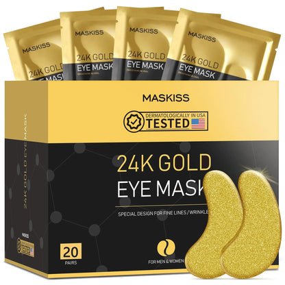 24k Gold Under Eye Patches (50 Pairs), eye mask, Collagen Skin Care Products, Eye Patches for Puffy Eyes, eye masks for dark circles and puffiness 1 Count (Pack of 50) by Anti Spier