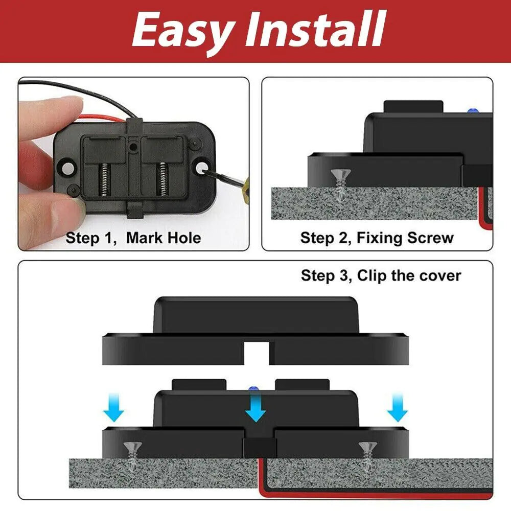 12-24V 4.8A Dual USB PD QC3.0 Car Boat RV Fast Charger Socket LED Power Outlet by Anti Spier