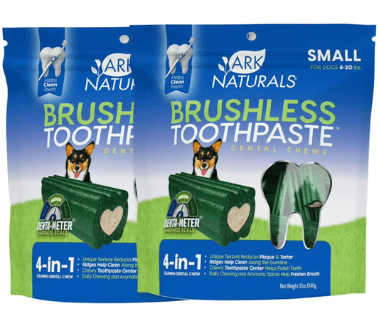 ARK NATURALS Brushless Toothpaste Small Breed Dog Dental Chews Bundle Pack Vet Recommended 2 Pack Green with White Center (40020) by Anti Spier