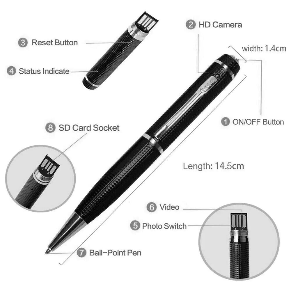 Hidden Cam Pocket Pen Camera 1080P HD Mini Body Video Recorder DVR Security USB by Anti Spier