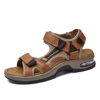 Men's sandals: genuine leather casual beach sandals, retro air-cushioned sandals, men's outdoor sandals by Hypersku