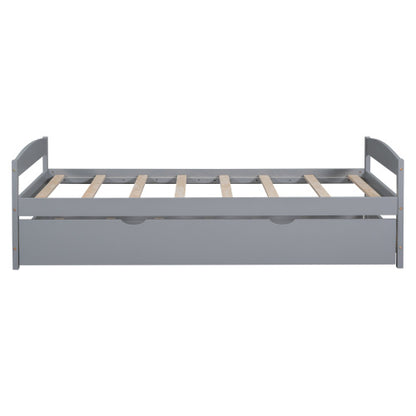 Twin Size Platform Bed With Twin Size Trundle, Gray by Anti Spier