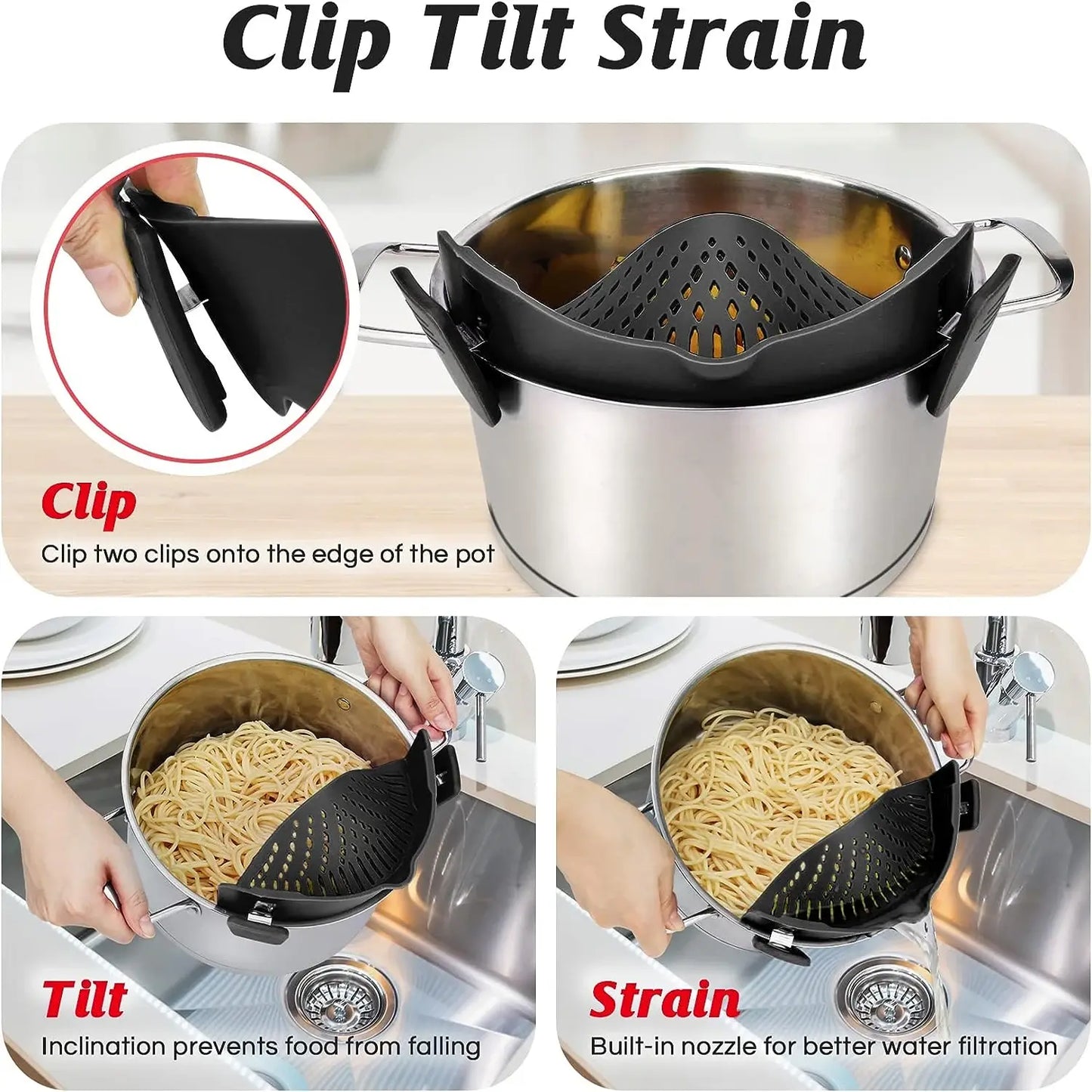 Multi-Functional Silicone Clip-On Strainer by Anti Spier