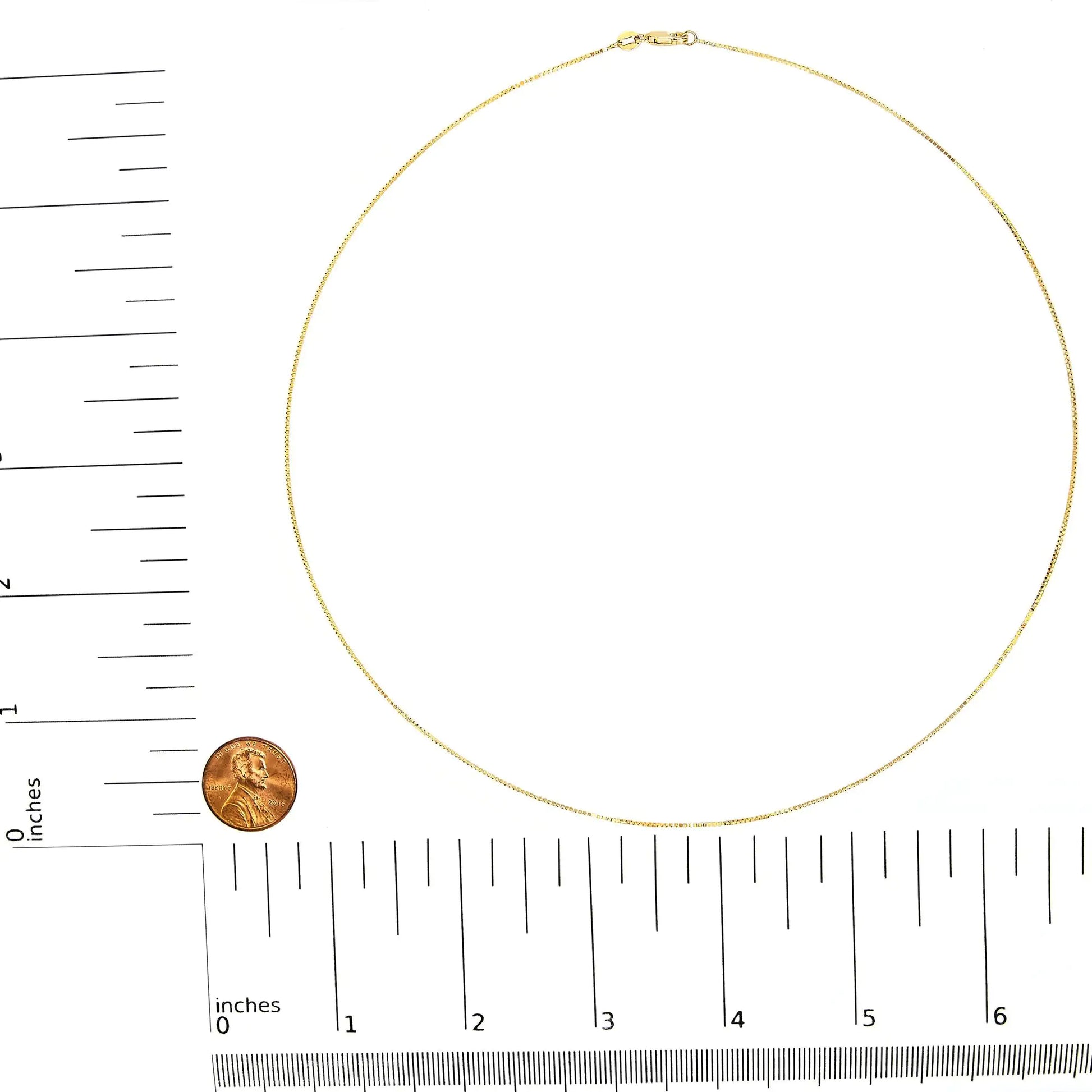 Unisex Solid 14K Gold 0.75mm Classic Box Chain Necklace by Anti Spier