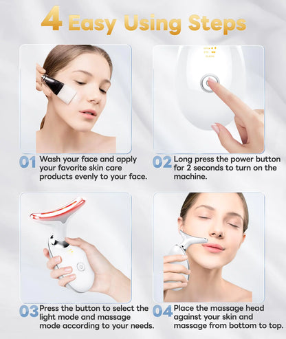 7 Color Light Based Multifunctional Facial Massager, Face Massager Tool for Skin Care at Home, Glossy White by Anti Spier