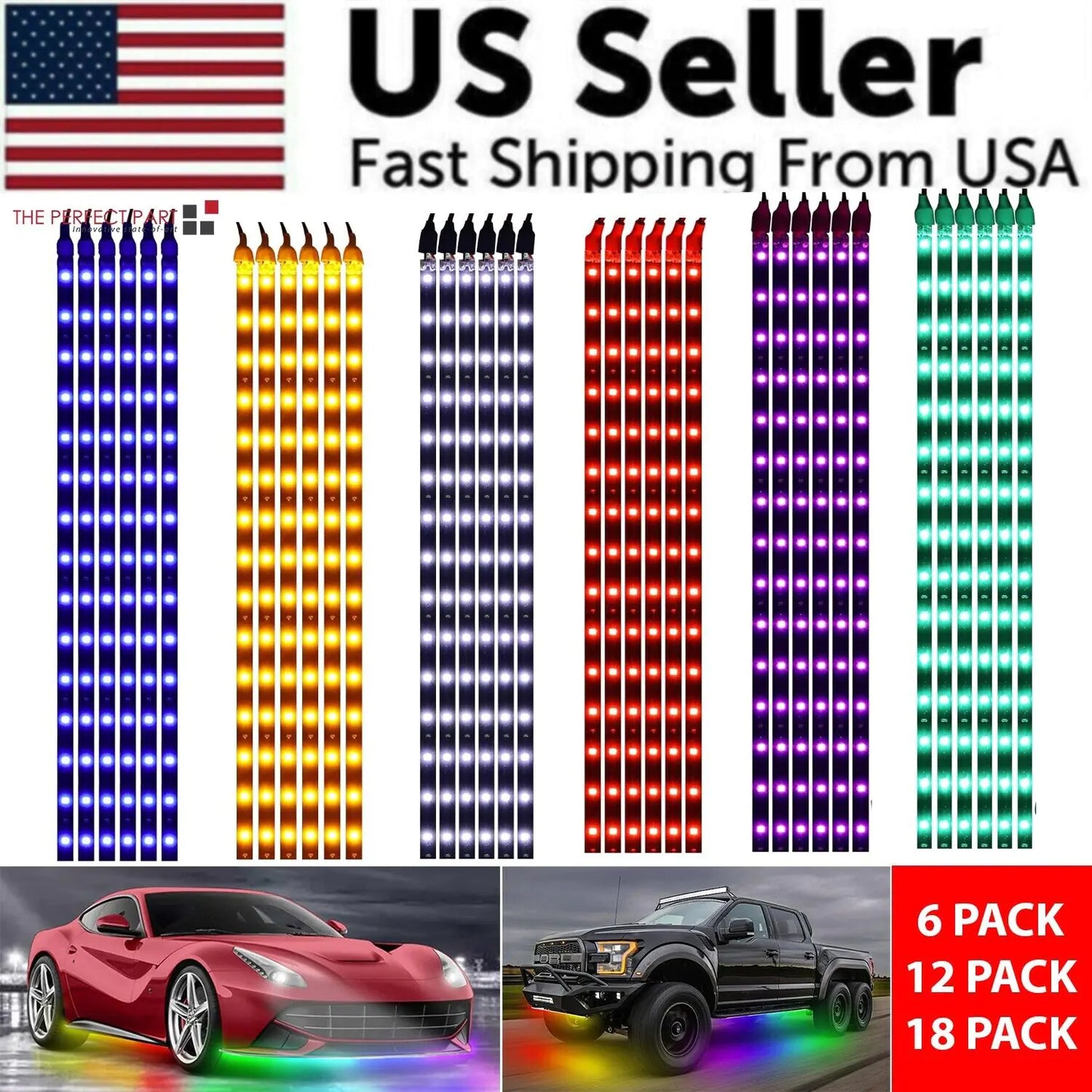 Lot Waterproof 12''/15 DC 12V Motor LED Strip Underbody Light For Car Motorcycle by Anti Spier