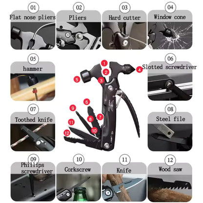 High-Quality Multi-Tool Hammer Hatchet with Knife, Saw, and Mini Claw – Ultimate Car Safety Hand Tool by Anti Spier