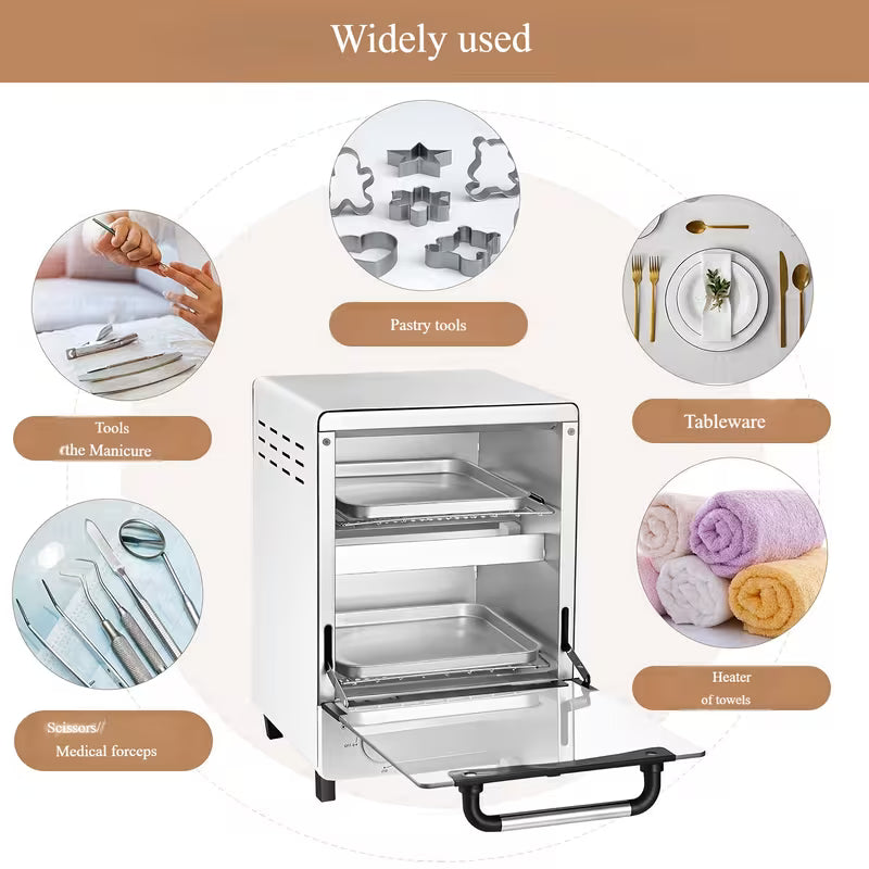 High Temperature Sterilizer, Large Capacity Dry Heat Stainless Steel Sterilizer with Temp And Timer Control, Max Timing 60min, Max Temperature 250 Celsius Or 482 Fahrenheit, with Stainless Trays, 110V Power by Anti Spier