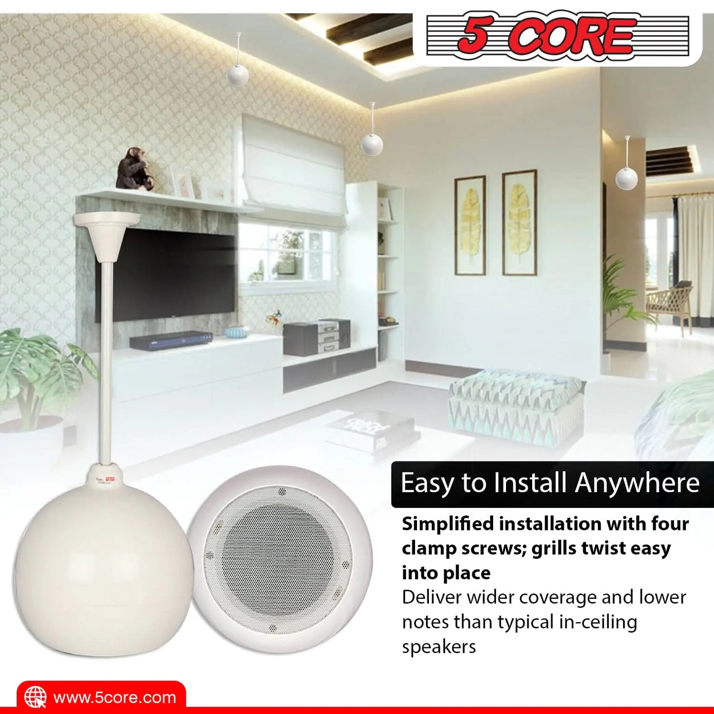 5Core Pendant Hanging Wall Speaker 15W Commercial Ceiling Mount speakers 8 Ohm Office Home Restaurant by Anti Spier
