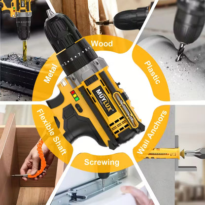 20V 2-Variable Speed Cordless Drill Set, Impact Power Drill With 3/8 Inch Keyless Chuck, 18+3 Clutch Electric Drill, Max Torque 45Nm, Work Light, 2.0AH Batteries And Fast Charger by Anti Spier