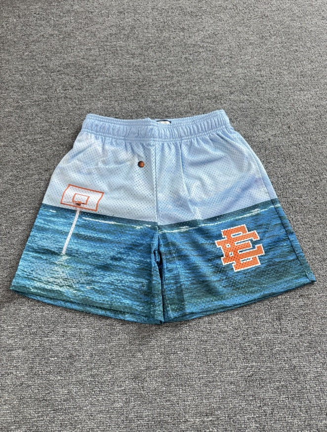 American-style knee-length pants EE sunrise oil painting style mesh capri pants quick-drying shorts for men by Hypersku