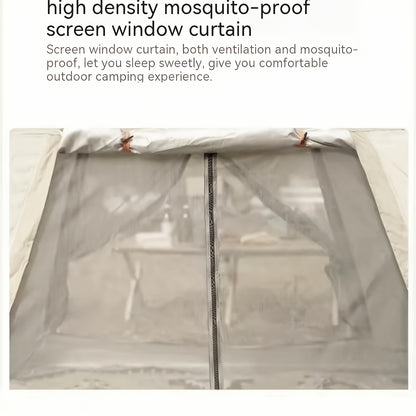 2-3 Person Family Camping Tent with Awning - Quick to Set Up, Windproof, All-Season Design with Mosquito Screen and UV Protection, Durable Oxford Fabric, Beige Multi-Layer Sunshade, Perfect for Outdoo by Dropsure