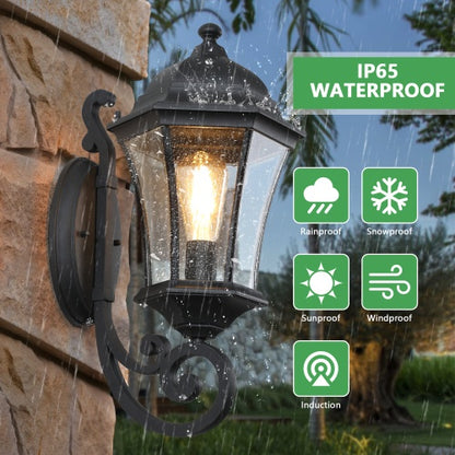Outdoor Waterproof Glass Retro Wall Light Support Many Types Of Bulbs -2 Packs With Light Sensing by Anti Spier