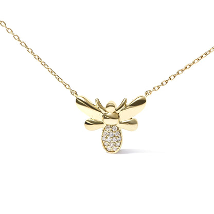 10K Yellow Gold Diamond Accented Bumble Bee Pendant 18" Inch Necklace (H-I Color, I1-I2 Clarity) by Anti Spier