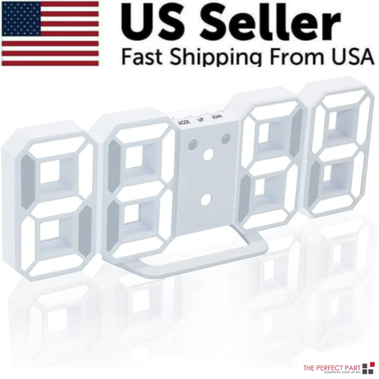 Digital 3D LED Big Wall Desk Alarm Clock Snooze 12/24 Hours Auto Brightness USB by Anti Spier