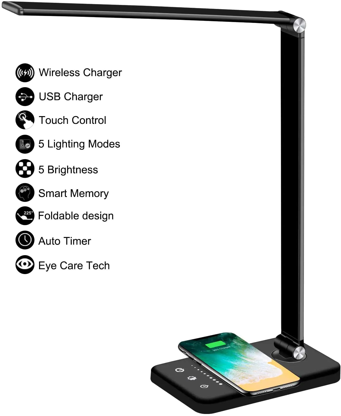 5 Lighting Mode LED Desk Lamp + Wireless Phone Charger by Anti Spier