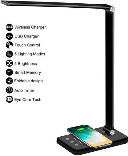 5 Lighting Mode LED Desk Lamp + Wireless Phone Charger by Anti Spier