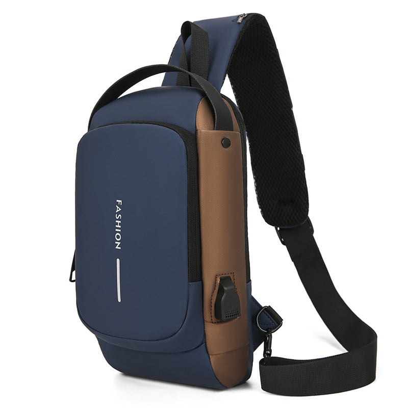 Password lock anti-theft chest bag, men's motorcycle bag, outdoor anti-theft single-shoulder crossbody bag, usb charging chest bag by Hypersku