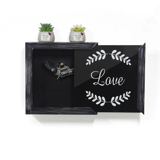 GIASSVIO Concealment Shelf for Pistols Wall Safe Hidden Gun Storage Furniture Cabinet Shelf Secret Decor Wooden Handgun Box for Home Dorm Indoor Picture FrameBlack by Anti Spier