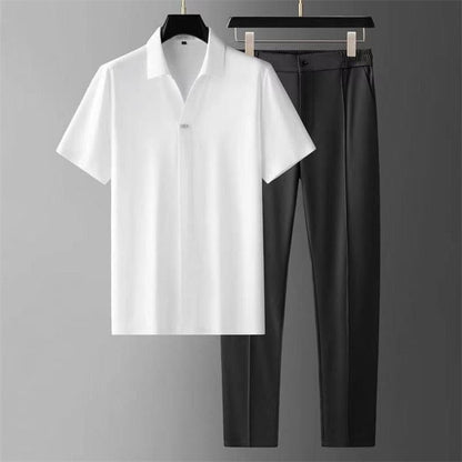 Ultra-thin high-end seamless laminated short-sleeved shirt for men's business and casual two-piece set by Hypersku