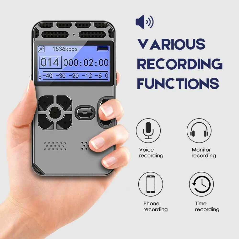 64GB Rechargeable LCD Digital Audio Sound Voice Recorder Dictaphone MP3 Player by Anti Spier