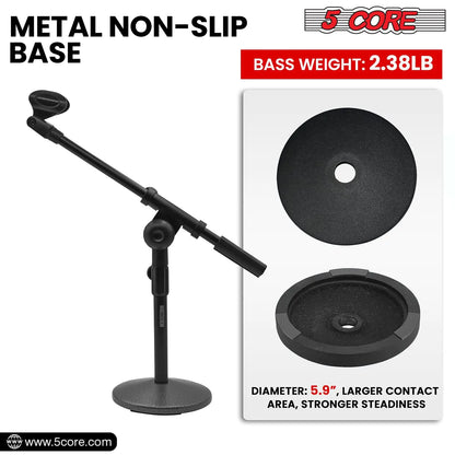 5Core Round Base Desktop Mic Stand Universal Desk Microphone Holder Table Top Stands BLACK by Anti Spier