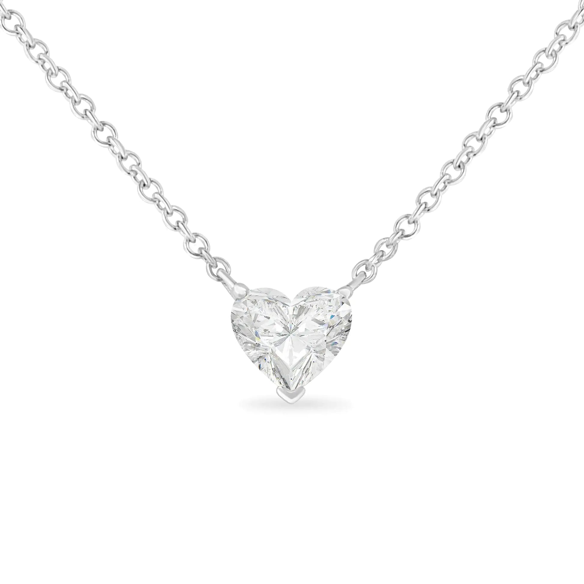 14k White Gold 1/4 Cttw Lab Grown Heart Shape Diamond Solitaire 18" Pendant Necklace (E-F Color, SI1-SI2 Clarity) by Anti Spier