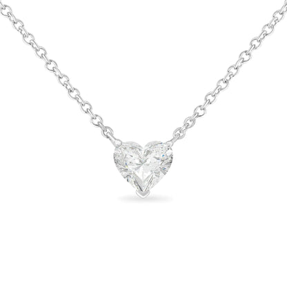 14k White Gold 1/4 Cttw Lab Grown Heart Shape Diamond Solitaire 18" Pendant Necklace (E-F Color, SI1-SI2 Clarity) by Anti Spier