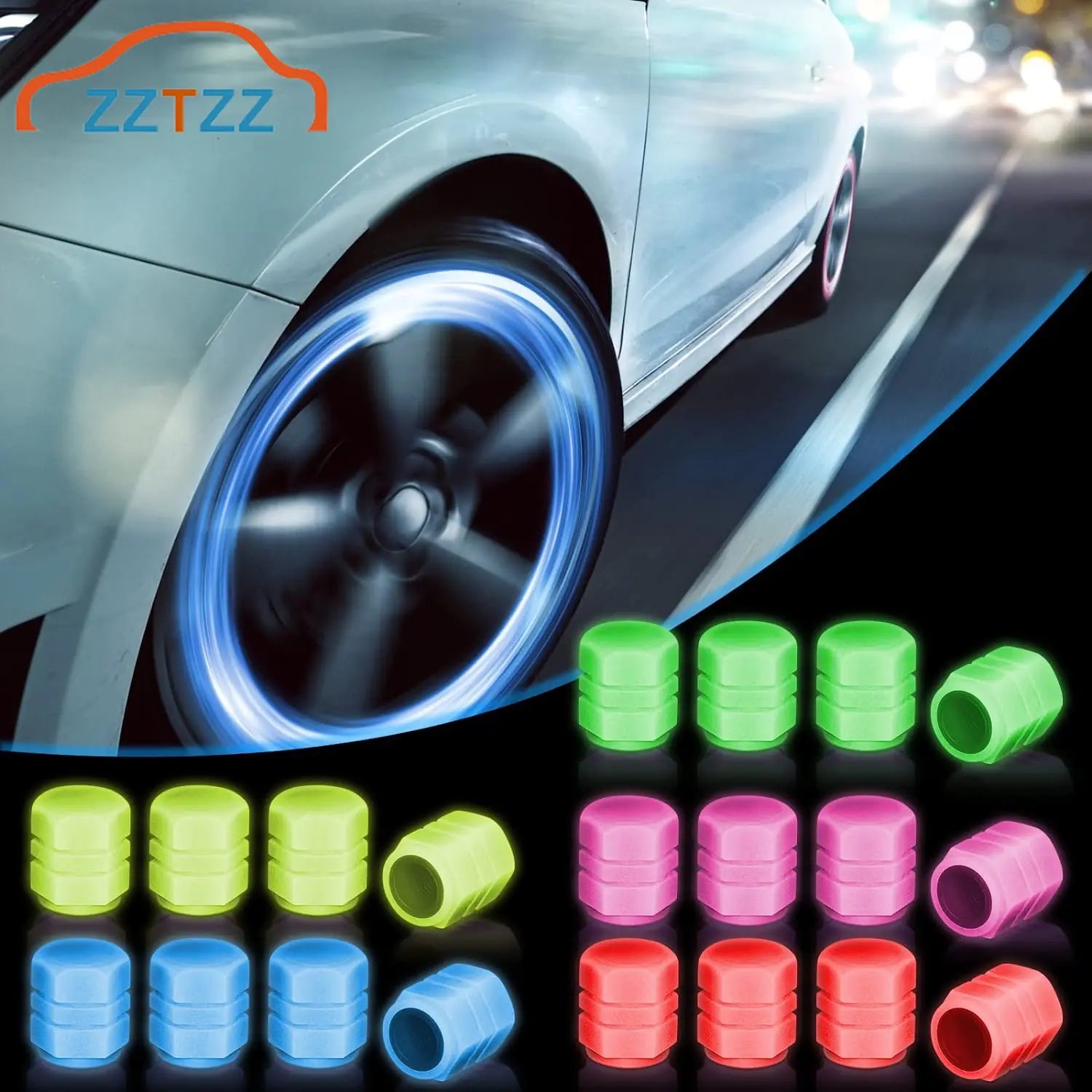 Glow in The Dark Tire Valve Caps by Anti Spier