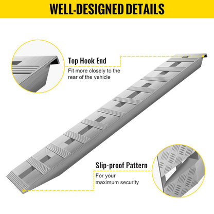 VEVOR 60'X 12 X 2.5inch Aluminum Trailer Ramps 6000LBS Total Beavertail Hook End 1 Pair 2 Ramps by Anti Spier