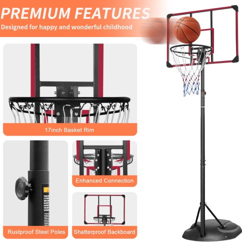 Portable Basketball Hoop System Stand Height Adjustable 7.5ft - 9.2ft With 32 Inch Backboard And Wheels For Youth Adults Indoor Outdoor Basketball Goal by Anti Spier