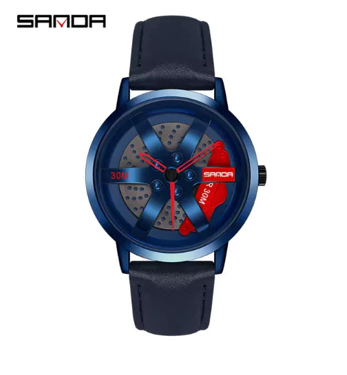 Men's 3D Car Wheel Sports Watch - Waterproof Quartz by Anti Spier