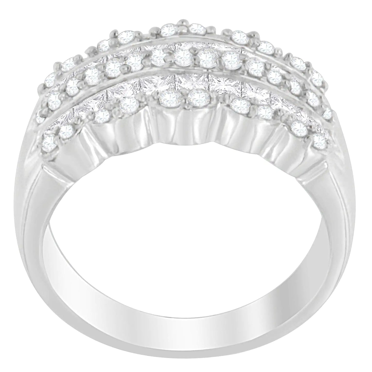 14K White Gold 1 1/7ct. TDW Round and Princess-Cut Diamond Ring(H-I, SI2-I1) by Anti Spier