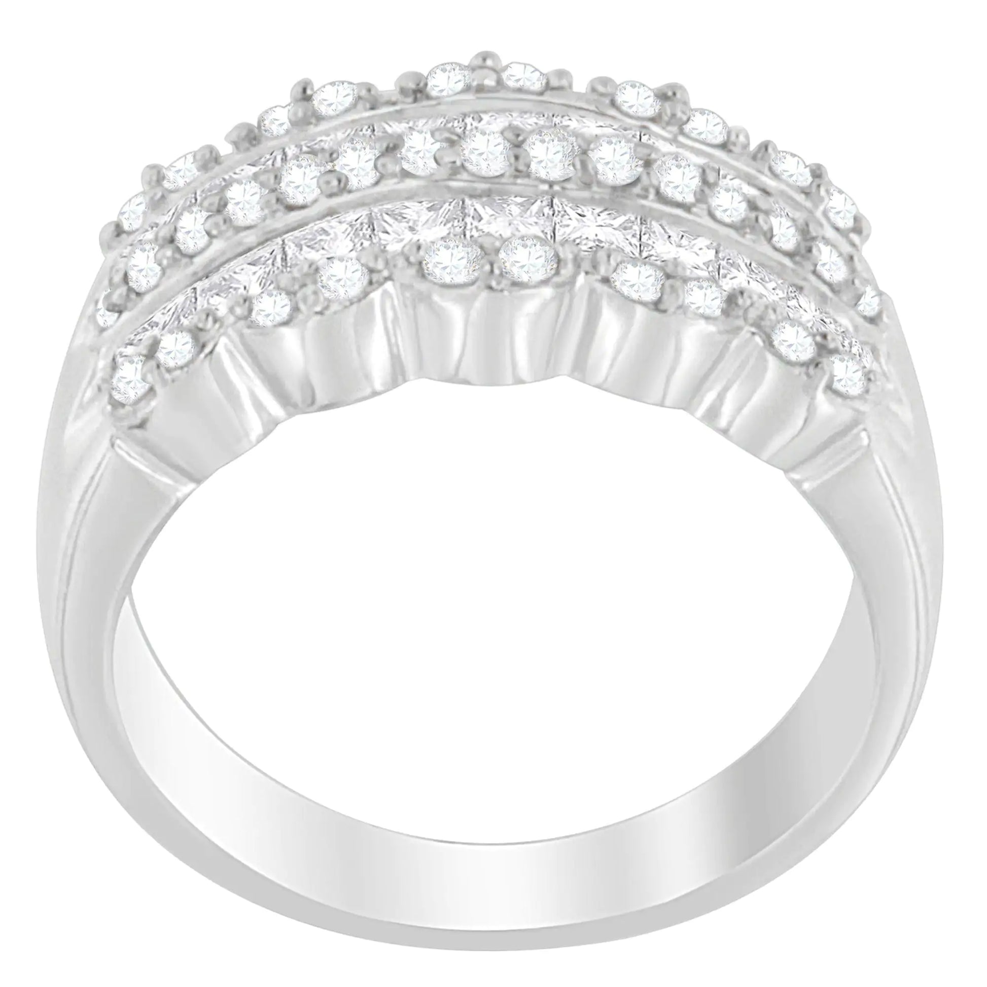 14K White Gold 1 1/7ct. TDW Round and Princess-Cut Diamond Ring(H-I, SI2-I1) by Anti Spier