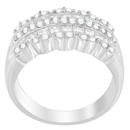 14K White Gold 1 1/7ct. TDW Round and Princess-Cut Diamond Ring(H-I, SI2-I1) by Anti Spier