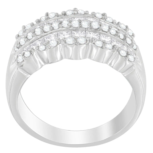 14K White Gold 1 1/7ct. TDW Round and Princess-Cut Diamond Ring(H-I, SI2-I1) by Anti Spier