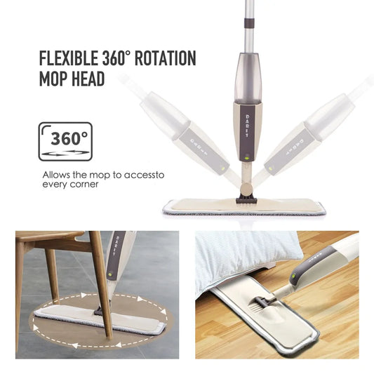 Floor Mop with Reusable Microfiber Pads by Anti Spier