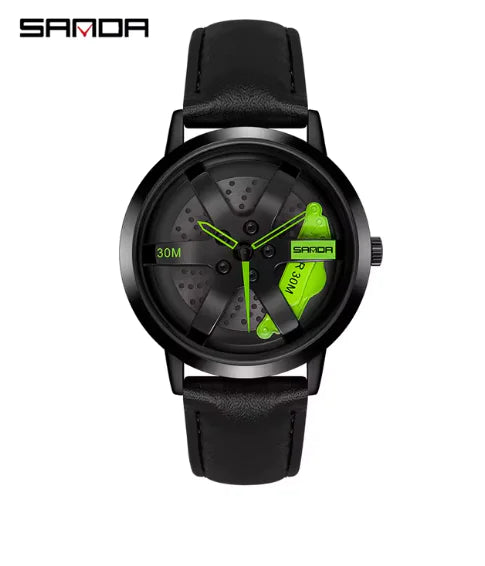 Men's 3D Car Wheel Sports Watch - Waterproof Quartz by Anti Spier