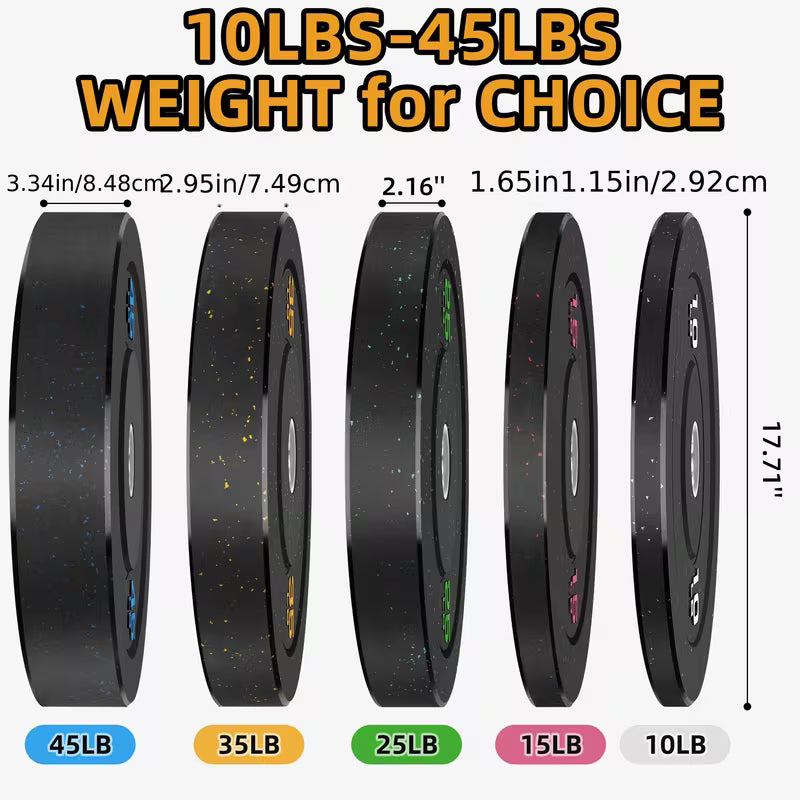 260lbs 2 Inch High Bounce Pro Bumper Plates, Weight Plates Set, Rubber Weight Plates, Steel Inserts - High Bounce Floor Protection For Home, Garage Gym, Multiple Weight Options by Anti Spier