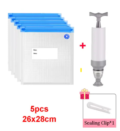 Reusable Vacuum Sealer Bag Kitchen Food Storage Zipper Bag Air Valve Pump Seal Vegetables Meat Snack Sealer Fresh Keeping Bag by Anti Spier