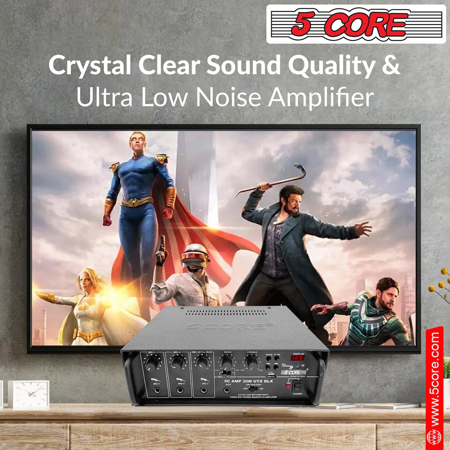 5Core Amplifier Home Audio Stereo Receiver PA Speaker Microphone Surround Sound Amp by Anti Spier