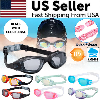 Clear Comfortable Swimming Goggles UV- Anti-Fog Swim Glasses Mirror Adult & Kids by Anti Spier