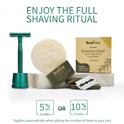 Bambaw Men Safety Razor with 5 Double Edge Safety Razor Blades, Single Blade Razor for Men & Women, Plastic Free Metal Razor – Sea Green 1 Count (Pack of 1) Sea Green Razor by Anti Spier