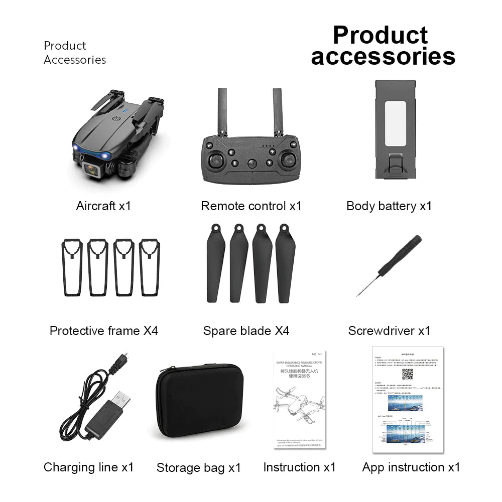 Drones Quadcopter 5G 4K GPS Drone X Pro with HD Dual Camera WiFi FPV Foldable RC by Anti Spier