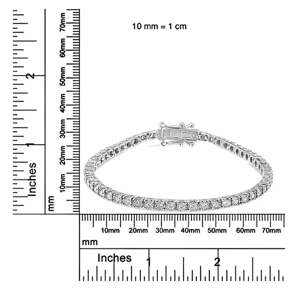 14K White Gold 2.0 Cttw Miracle Set Round-Cut Lab Grown Diamond Illusion 7" Tennis Bracelet (F-G Color, VS2-SI1 Clarity) by Anti Spier