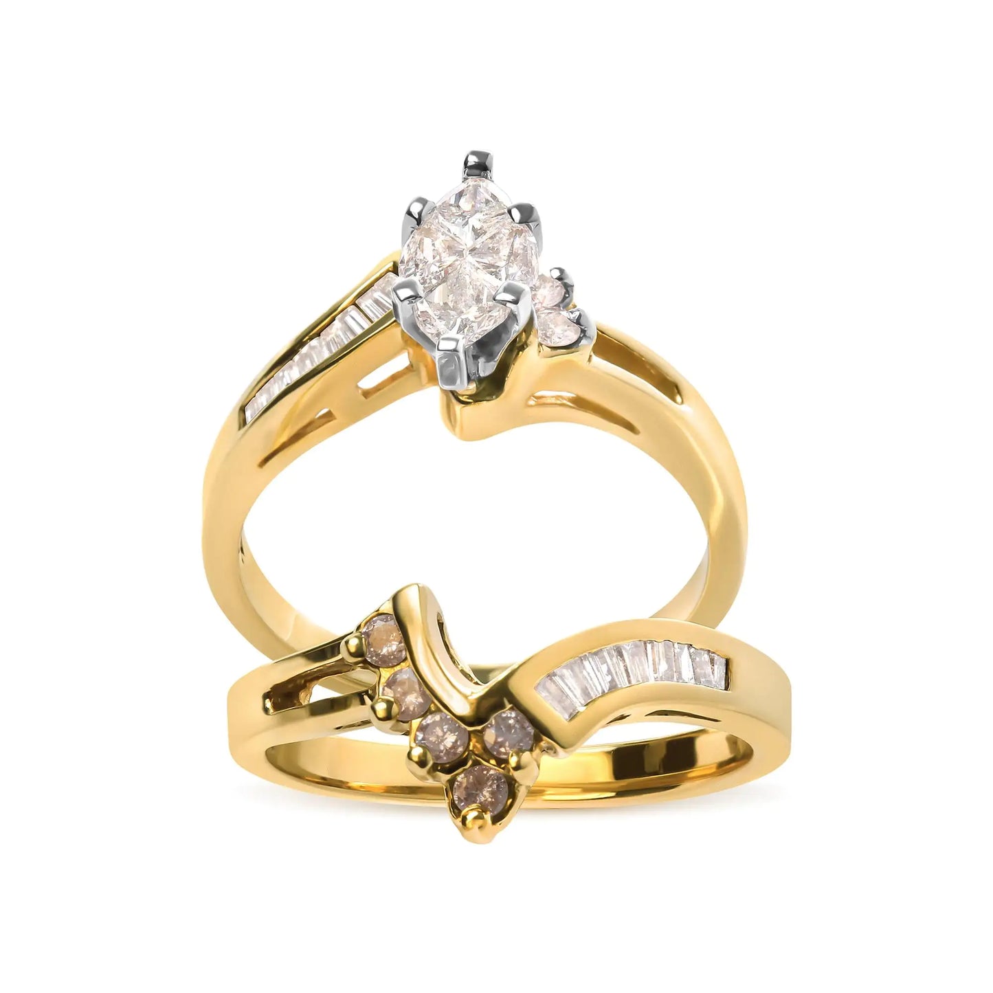 14K Two Tone 3/4 Cttw Diamond Engagement Ring Set (H-I Color, SI1-SI2 Clarity) by Anti Spier