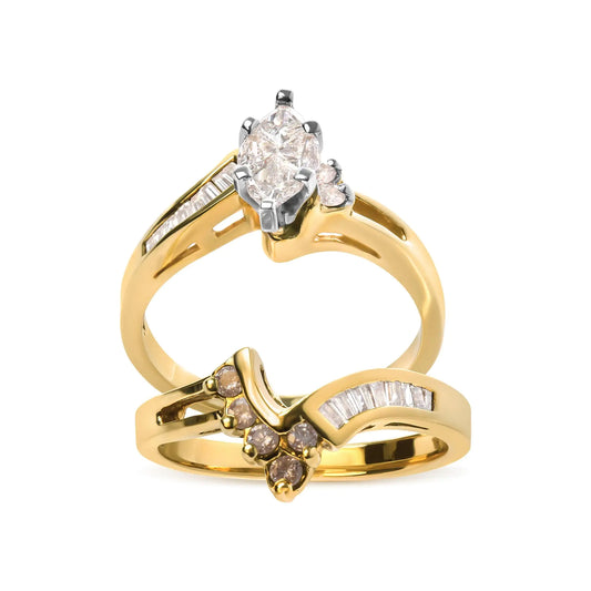14K Two Tone 3/4 Cttw Diamond Engagement Ring Set (H-I Color, SI1-SI2 Clarity) by Anti Spier