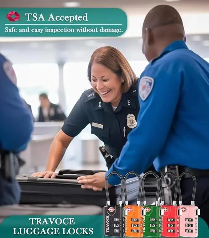 Search Alert TSA Approved Travel Combination Luggage Cable Locks for Suitcase, Gym Locker,Toolbox,Backpack 1,2,4,6 &10 pk Pink 2 Pack by Anti Spier