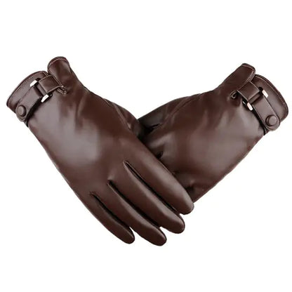 Autumn Warmth Stylish Vegan Leather Touch Smart Gloves by Anti Spier